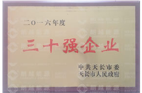 三十强企业证书